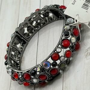 NWT Banana Republic Silvertone/Red/Black Crystal Stretch Bracelet